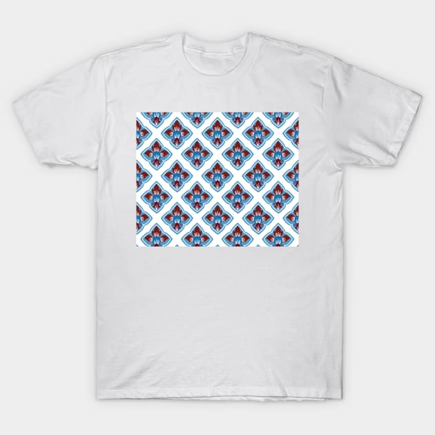 Blue Thai Pattern T-Shirt by martynzero